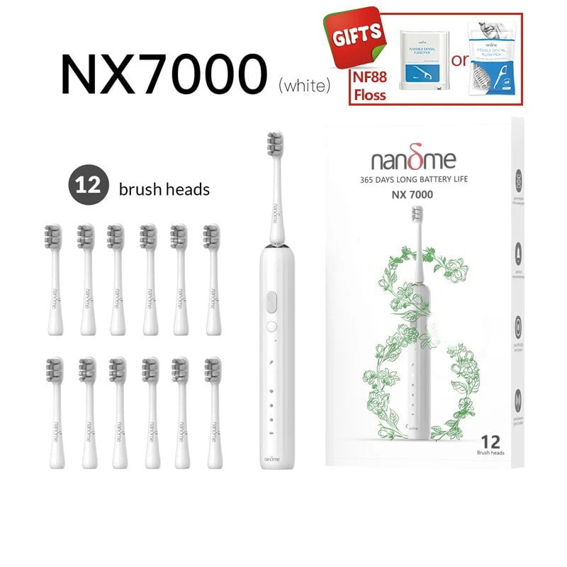 Storazone Whitex12 brush head / spain Nandme NX7000 NX8000 Smart Sonic Electric Toothbrush IPX7 Rechargeable Ultrasound Tooth Brush Ultrasonic Teethbrush