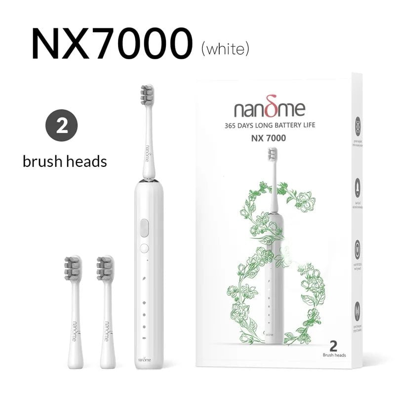 Storazone Whitex2 brush head / spain Nandme NX7000 Smart Sonic Electric Toothbrush Ultrasound IPX7 Rechargeable Tooth Brush 5 Mode Smart Time Whitener Teethbrush