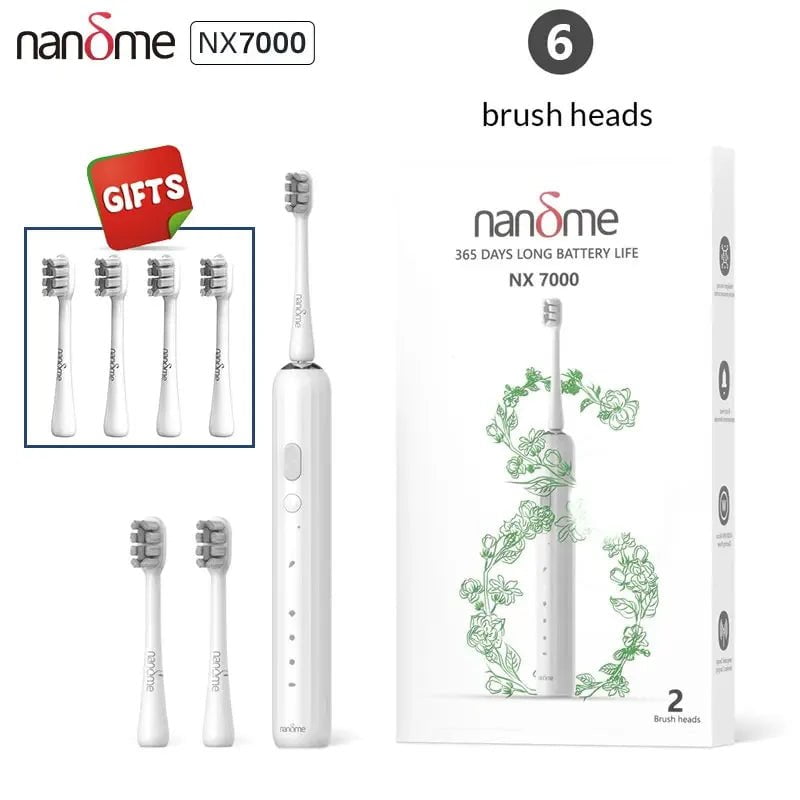 Storazone Whitex6 brush heads / spain Nandme NX7000 Smart Sonic Electric Toothbrush Ultrasound IPX7 Rechargeable Tooth Brush 5 Mode Smart Time Whitener Teethbrush