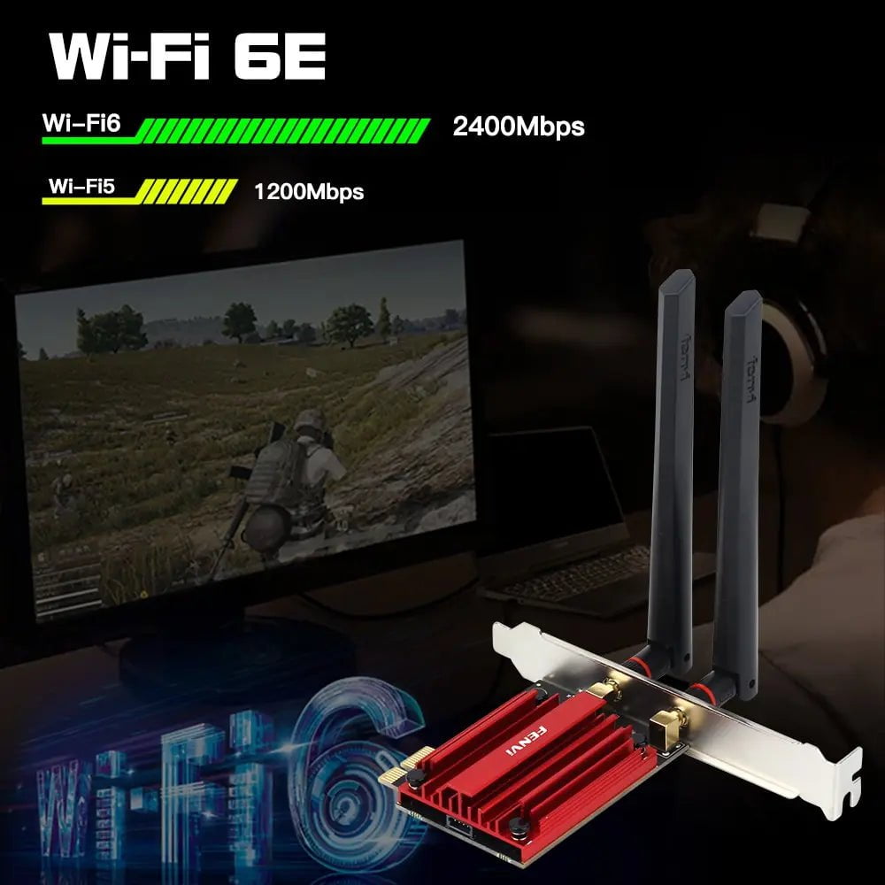 Storazone WiFi 6E PCE AXE3000 FENVI WiFi 6E AX210 5374Mbps Wireless PCIE Adapter Tri Band 2.4G/5G/6Ghz Compatible Bluetooth5.3 Network WiFi Card For Win 10/11