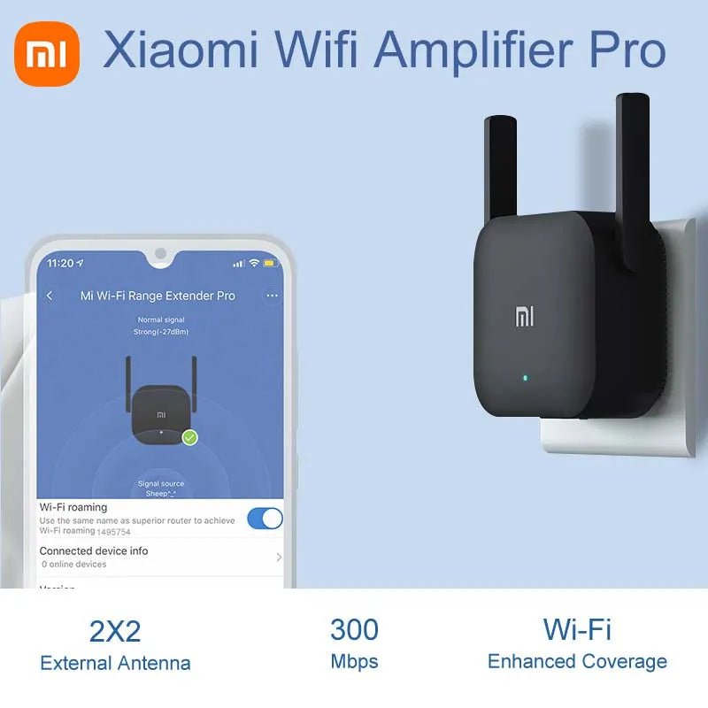 Storazone Wifi Repeater Pro / Add EU Adapter Xiaomi Original Wifi Amplifier Pro Router 300M 2.4G Repeater Network Expander Range Extender Roteader Mi Wireless Router Wi-Fi