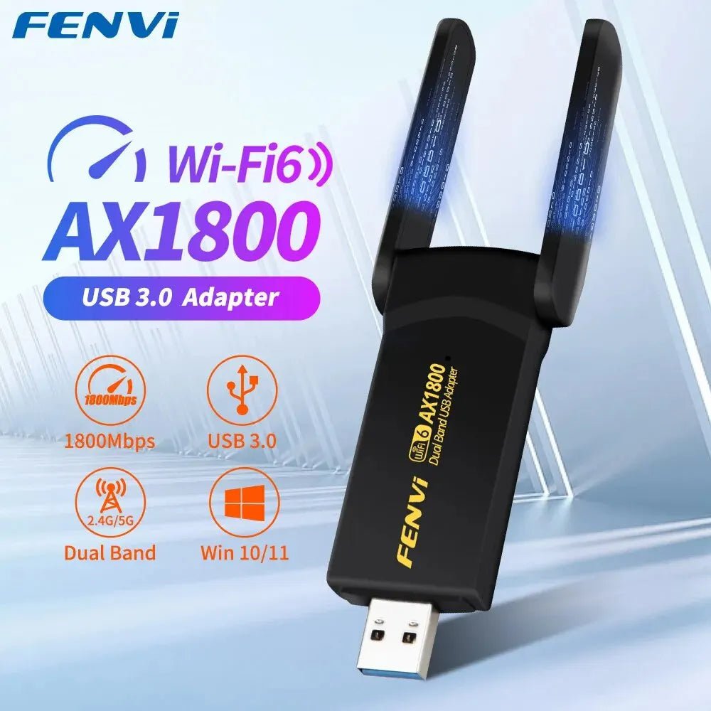 Storazone WIFI6 FU-AX1800 FENVI 1800Mbps WiFi 6 USB Adapter Dual Band 2.4G/5Ghz Wireless WiFi Receiver USB 3.0 Dongle Network Card For Laptop PC Win 10/11