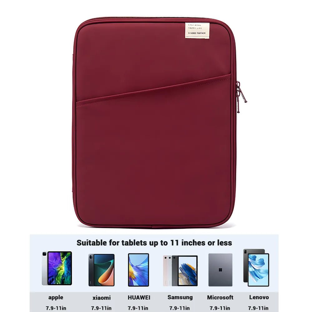 Storazone wine red / 11in Tablet Handbag Case 9-11inch For iPad Air 4 5 Pro 11 Mini 5 6 iPad Case For XiaoMi 5 Samsung Huawei Lenovo Shockproof Pouch Bags