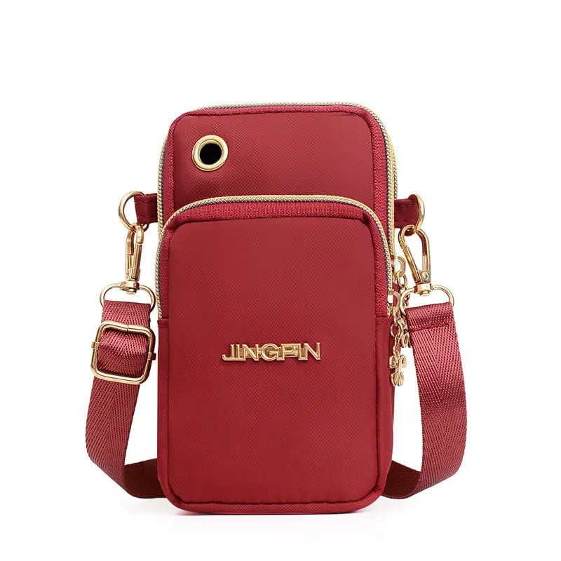 Storazone Wine red / 18x8x9cm / CN Buylor New Mobile Phone Crossbody Bags for Women Fashion Women Shoulder Bag Cell Phone Pouch With Headphone Plug 3 Layer Wallet