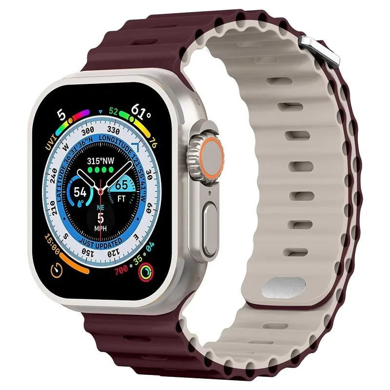 Storazone Wine red starlight / For 38mm 40mm 41mm Silicone strap For Apple watch Ultra/2 49mm Sports breathable soft wrist band For iwatch 9 8 7 6 5 4 SE 45mm 41mm 44mm 42mm 40mm