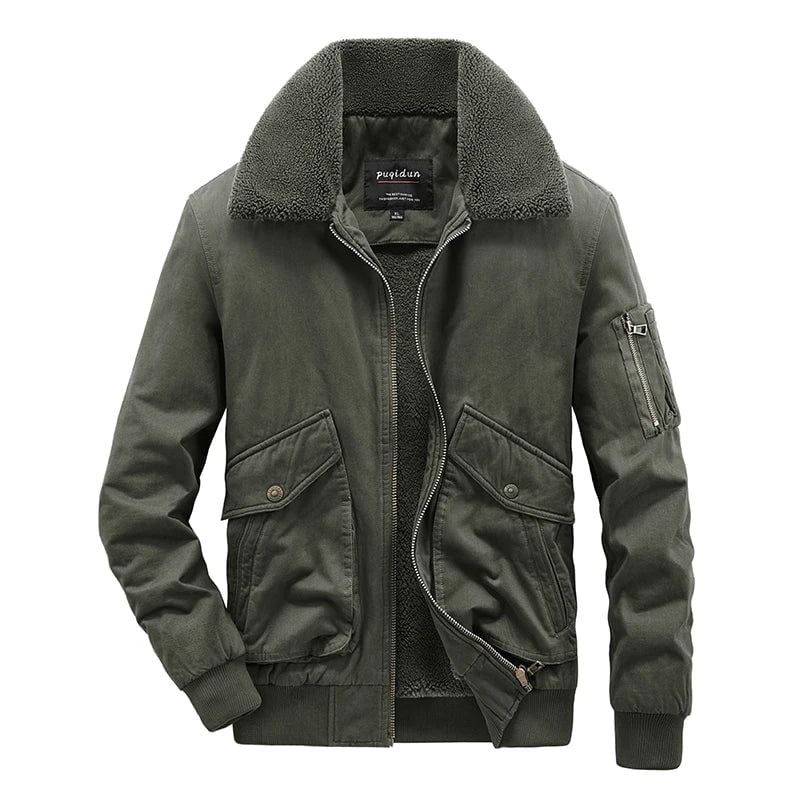 Storazone Winter Fleece Lined Jacket Men Classic Outwear Military Jacket Brand Bomber Warm Coat Fleece Collar Men Clothing Fashion Hot