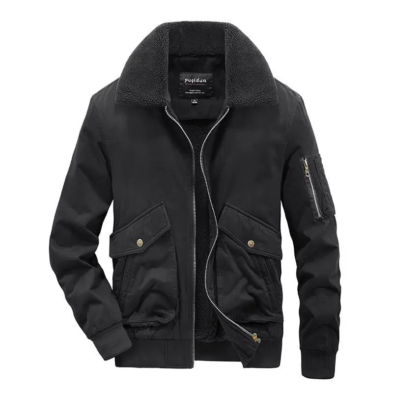 Storazone Winter Men's Cotton Jacket Velvet Thickened Pockets Warm Jackets Casual Business Turndown Collar Loose Large Size Cotton Parkas