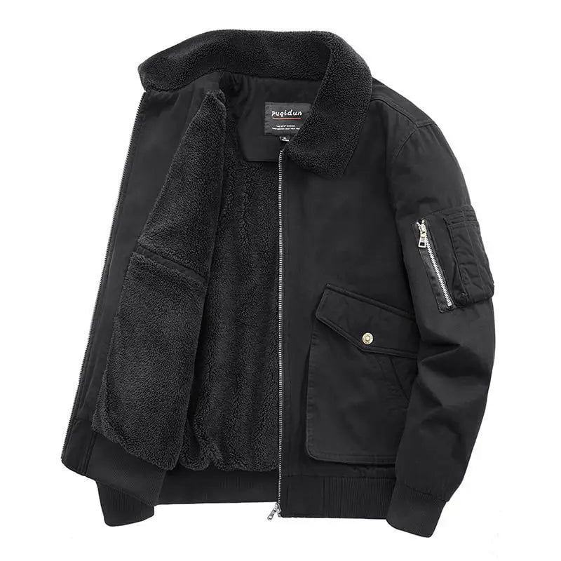Storazone Winter Men's Cotton Jacket Velvet Thickened Pockets Warm Jackets Casual Business Turndown Collar Loose Large Size Cotton Parkas
