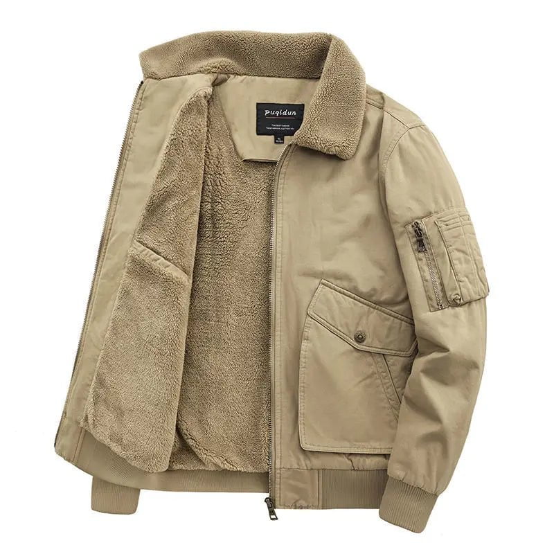 Storazone Winter Men's Cotton Jacket Velvet Thickened Pockets Warm Jackets Casual Business Turndown Collar Loose Large Size Cotton Parkas