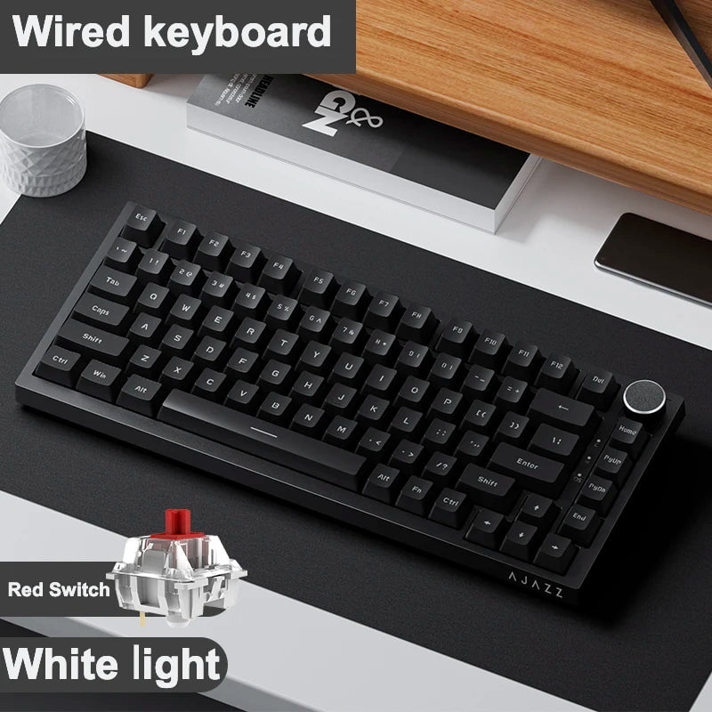 Storazone Wired keyboard 1 / CHINA Ajazz Ak820 RGB Tri-Mode Gaming Mechanical Keyboard 82 Key Bluetooth 2.4GHz Wireless Gamer Keyboard Custom Gasket for Pc Laptop