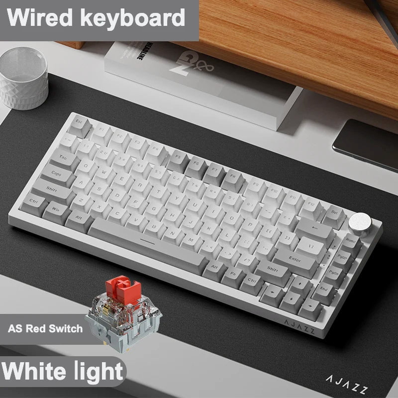 Storazone Wired keyboard 2 / CHINA Ajazz Ak820 RGB Tri-Mode Gaming Mechanical Keyboard 82 Key Bluetooth 2.4GHz Wireless Gamer Keyboard Custom Gasket for Pc Laptop