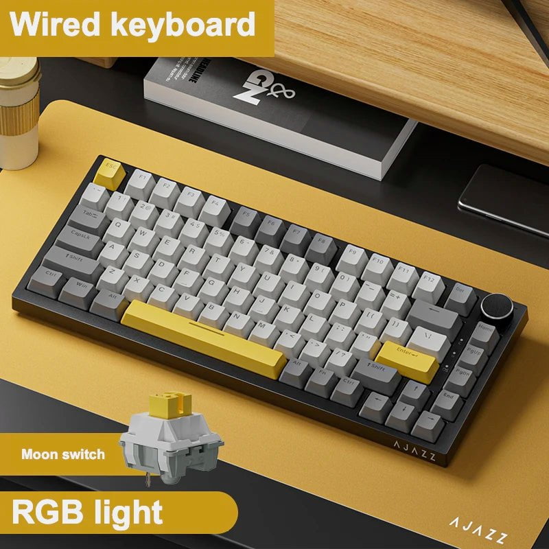 Storazone Wired keyboard 3 / CHINA Ajazz Ak820 RGB Tri-Mode Gaming Mechanical Keyboard 82 Key Bluetooth 2.4GHz Wireless Gamer Keyboard Custom Gasket for Pc Laptop