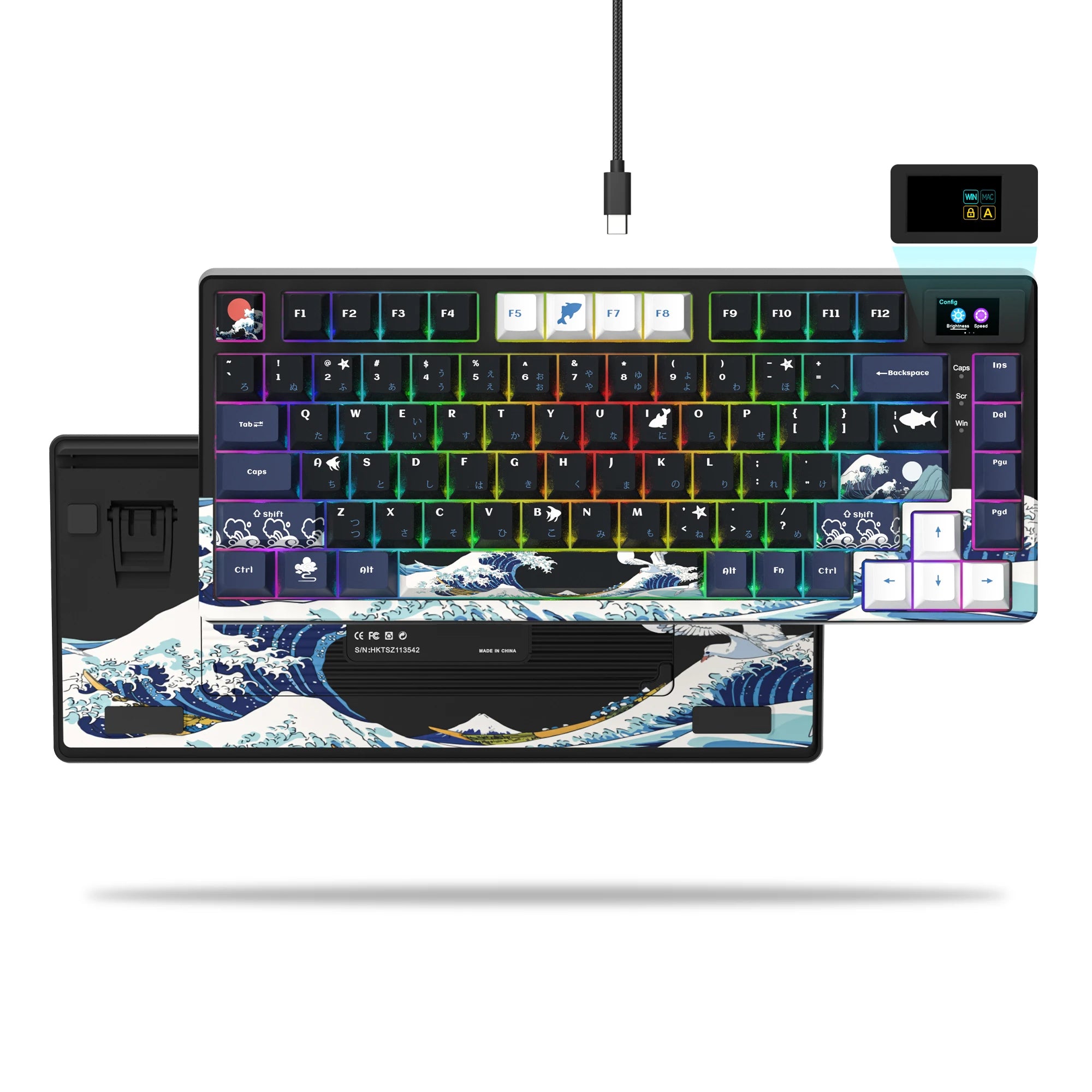 Storazone Wired Mechanical Gaming Keyboard with OLED Display Full Key Hot-Swappable Pudding RGB Backlit Keyboard for PC Computer Laptop