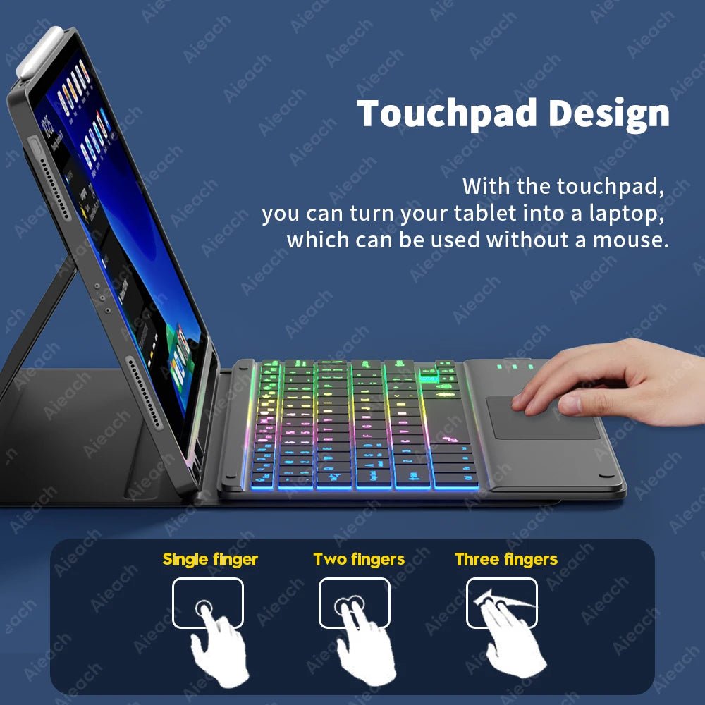 Storazone Wireless Bluetooth Keyboard with Touchpad, Rechargeable Backlit Tablet Android Keyboard for Xiaomi Pad 5 6 Pro iPad 9th 10th Gen