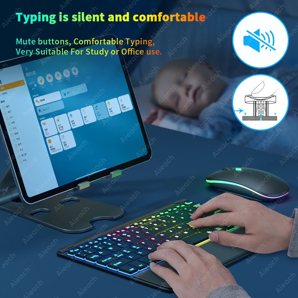 Storazone Wireless Bluetooth Keyboard with Touchpad, Rechargeable Backlit Tablet Android Keyboard for Xiaomi Pad 5 6 Pro iPad 9th 10th Gen