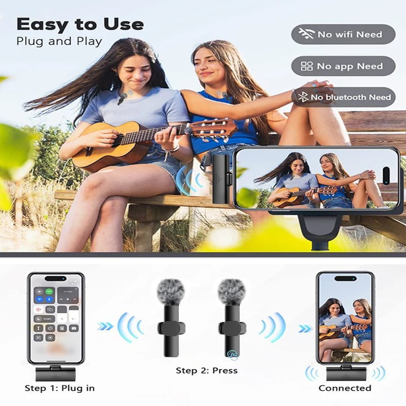 Storazone Wireless Lavalier Microphone for Cell Phone Noise Reduction Portable Audio Video Live Interview Recording For iPhone Type C Mic