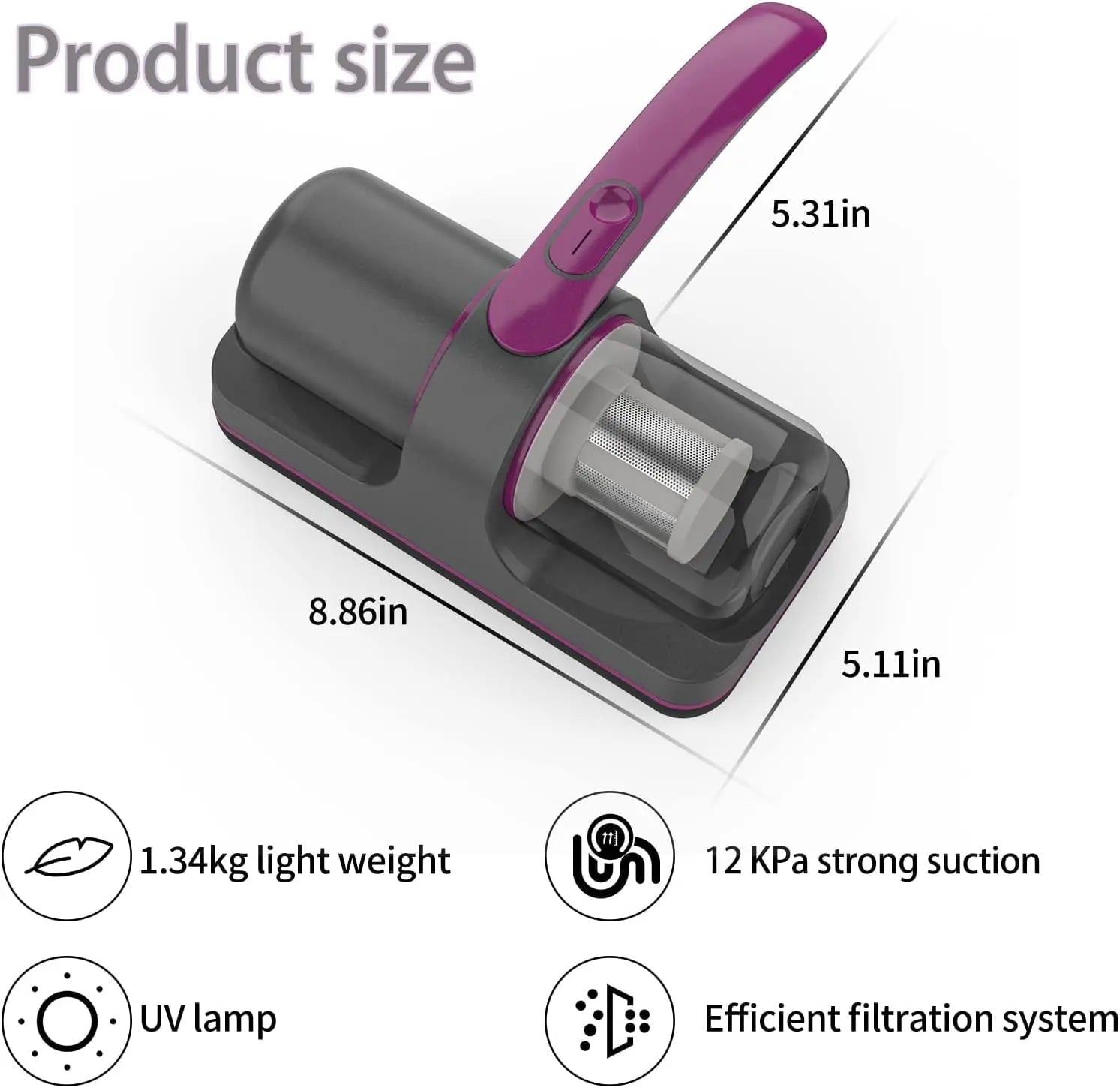Storazone Wireless Mattress Vacuum Cleaner Cordless Handheld UV-C Bed Dust Remover Indepth Cleaning Sofa Specialist 12Kpa Powerful Suction