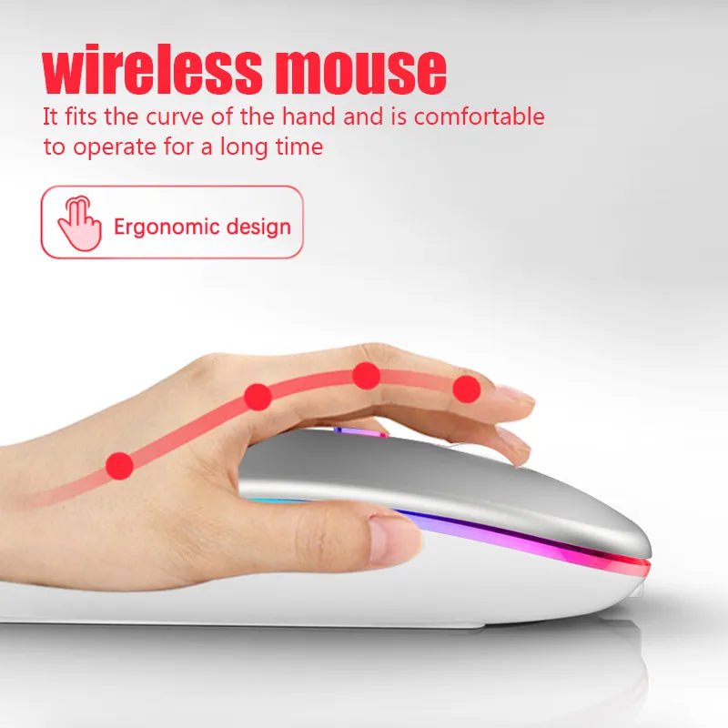 Storazone Wireless Mouse For Laptop PC Bluetooth RGB Rechargeable Mouses Wireless Computer Silent Mice LED Backlit Ergonomic Gaming Mouse