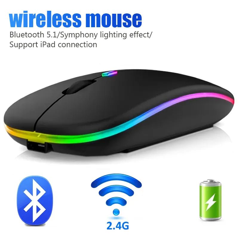 Storazone Wireless Mouse For Laptop PC Bluetooth RGB Rechargeable Mouses Wireless Computer Silent Mice LED Backlit Ergonomic Gaming Mouse