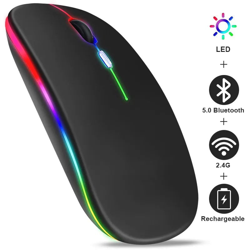 Storazone Wireless Mouse RGB Rechargeable Bluetooth Mice Wireless Computer Mause LED Backlit Ergonomic Gaming Mouse for Laptop PC 3600DPI