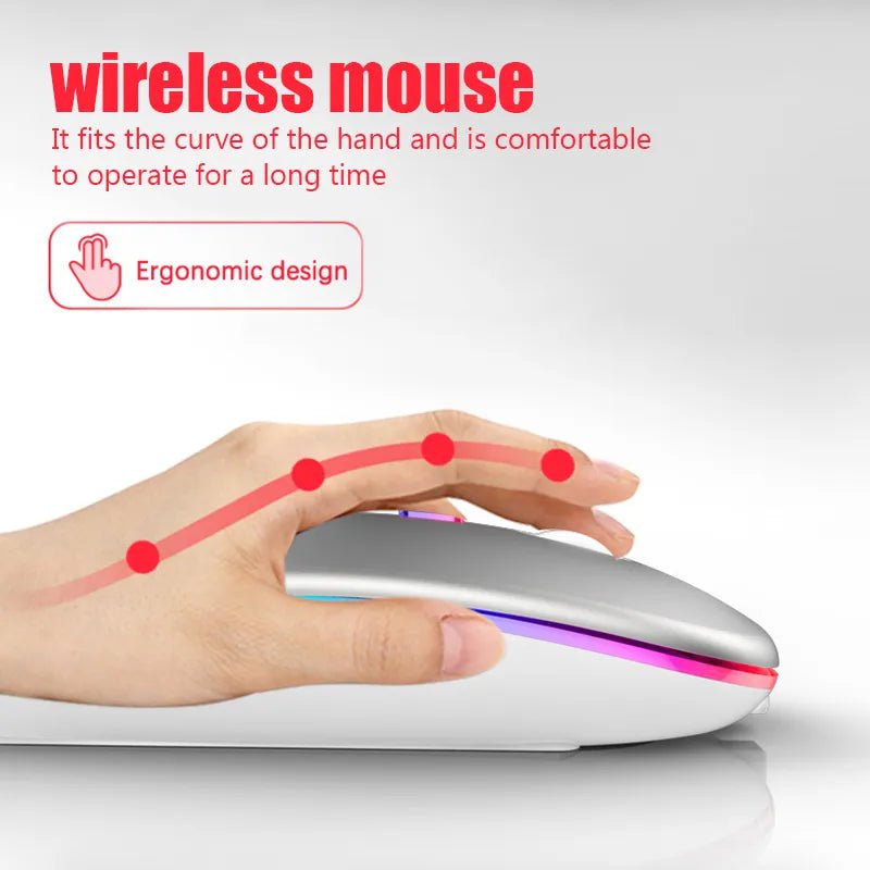 Storazone Wireless Mouse RGB Rechargeable Bluetooth Mice Wireless Computer Mause LED Backlit Ergonomic Gaming Mouse for Laptop PC 3600DPI