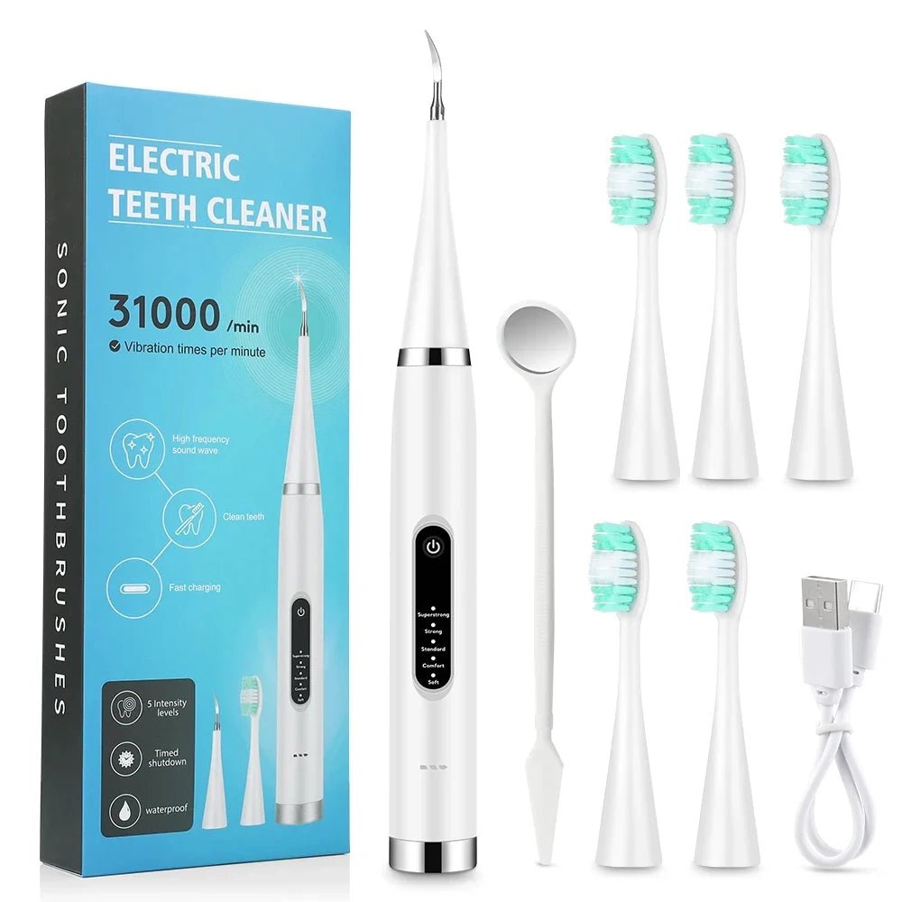 Storazone with 5 heads 1 Electric Teeth Whitening Dental Calculus Scaler Plaque Coffee Stain Tartar Removal High Frequency Sonic Toothbrush Teeth Cleaner