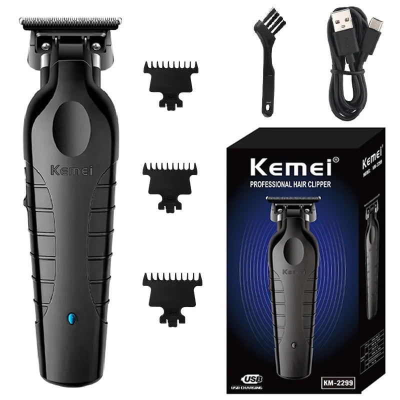 Storazone with box Kemei 2299 Barber Cordless Hair Trimmer 0mm Zero Gapped Carving Clipper Detailer Professional Electric Finish Cutting Machine