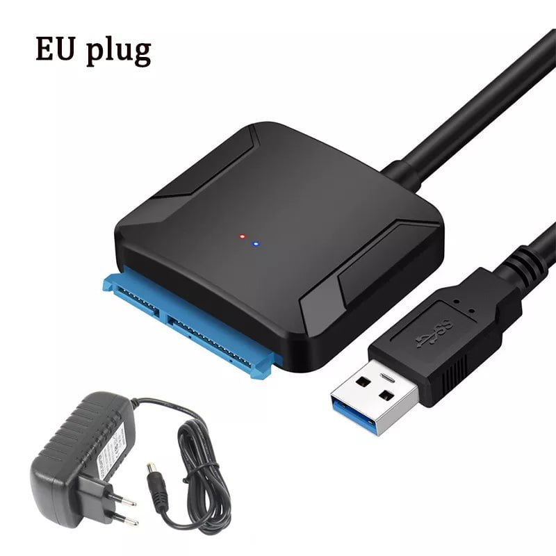 Storazone With EU Plug / 40cm USB 3.0 To Sata 3 Adapter Converter Cable USB3.0 Hard Drive Converter Cable For Samsung Seagate WD 2.5 3.5 HDD SSD Adapter