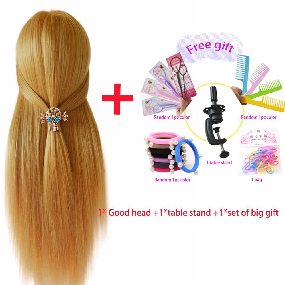 Storazone with stand 1 / CHINA 100% High Temperature Fiber Blonde Hair Mannequin Head Training Head For Braid Hairdressing Manikin Doll Head With Clamp