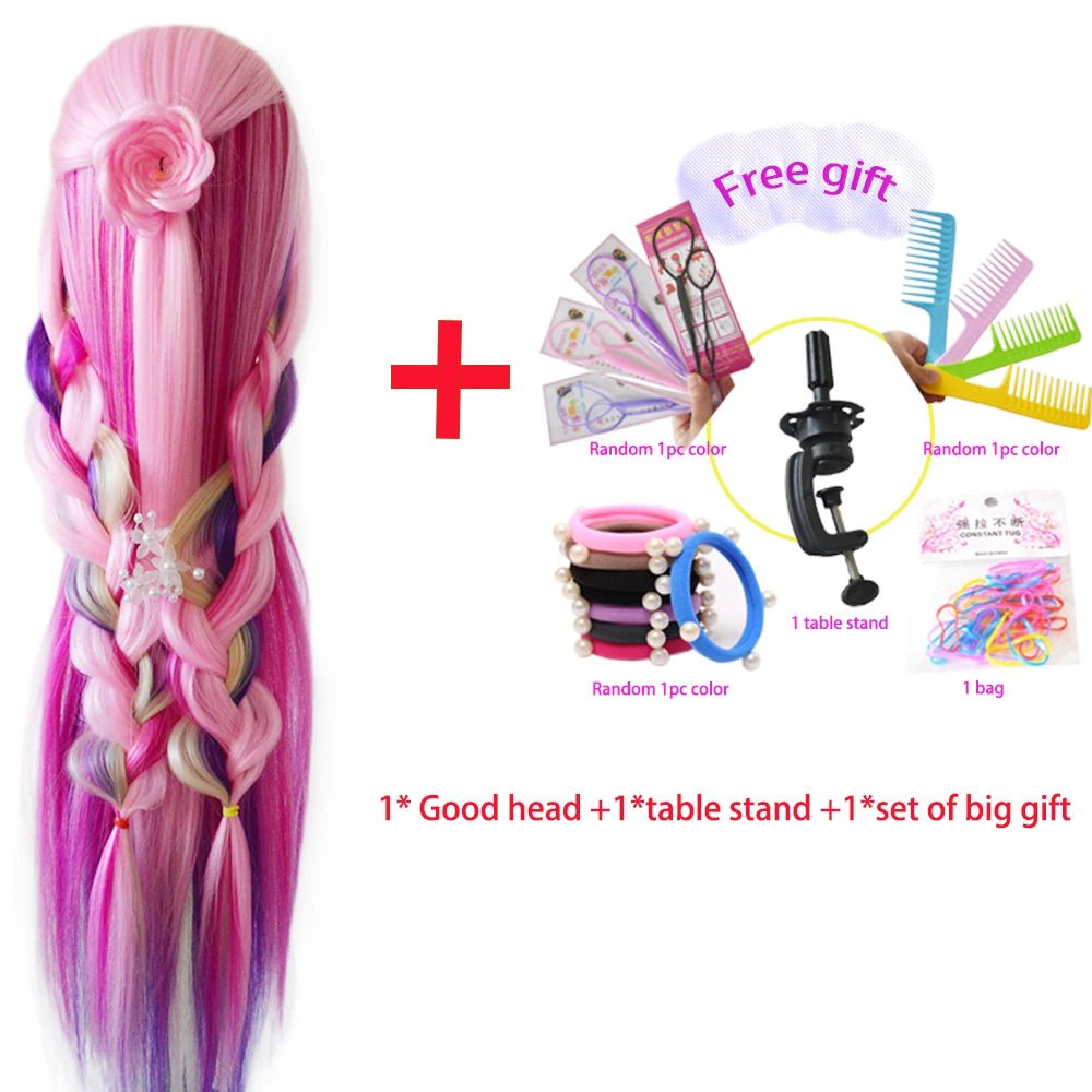 Storazone with stand 3 / CHINA 100% High Temperature Fiber Blonde Hair Mannequin Head Training Head For Braid Hairdressing Manikin Doll Head With Clamp