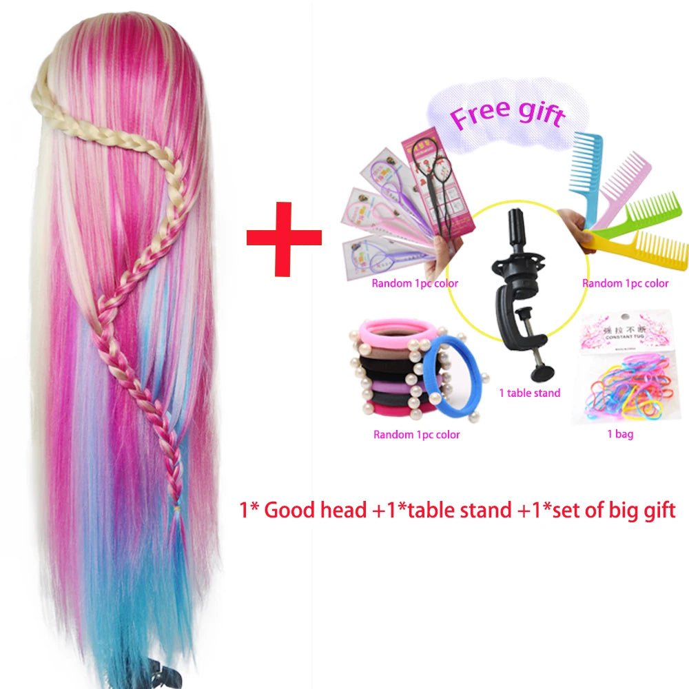 Storazone with stand 4 / CHINA 100% High Temperature Fiber Blonde Hair Mannequin Head Training Head For Braid Hairdressing Manikin Doll Head With Clamp