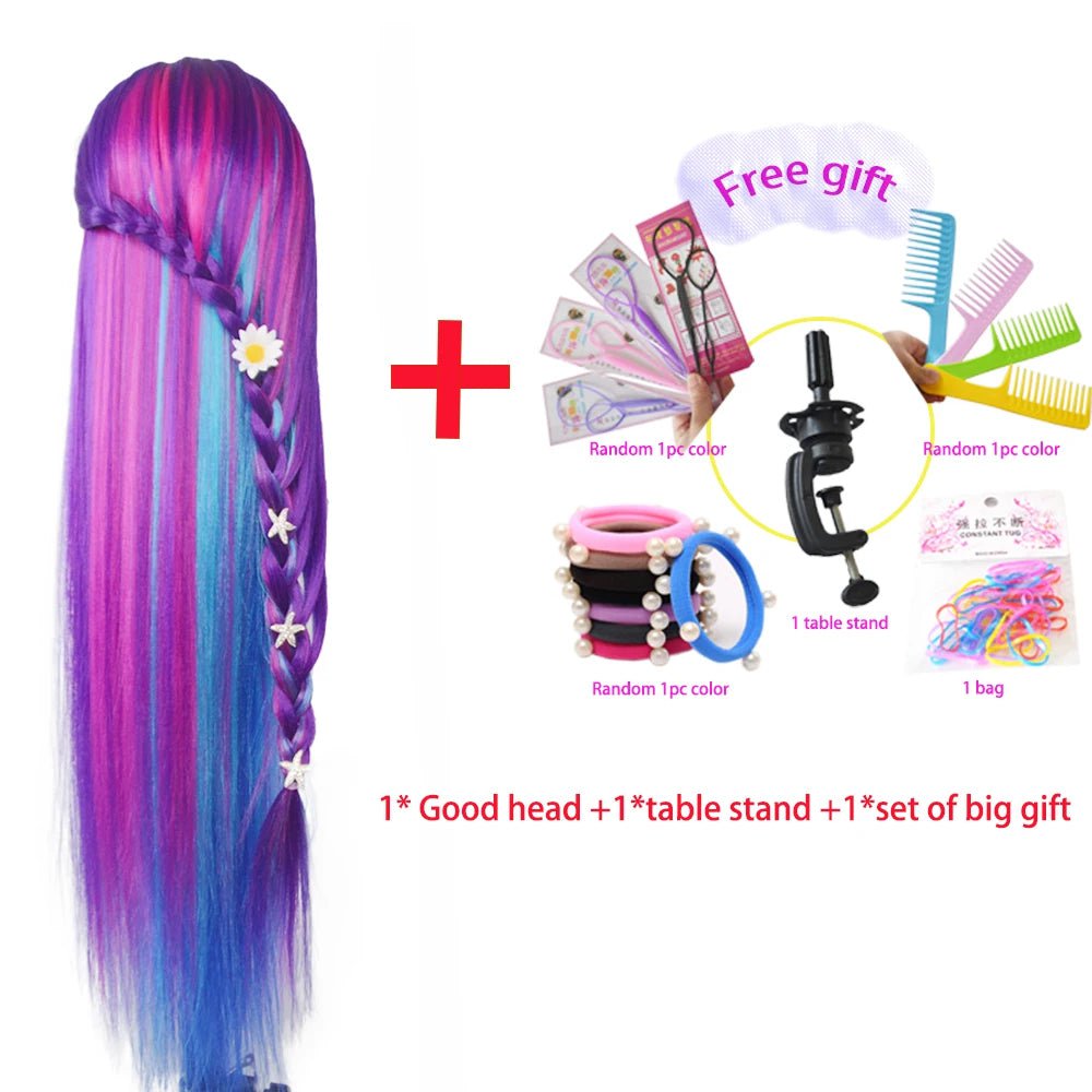 Storazone with stand 6 / CHINA 100% High Temperature Fiber Blonde Hair Mannequin Head Training Head For Braid Hairdressing Manikin Doll Head With Clamp