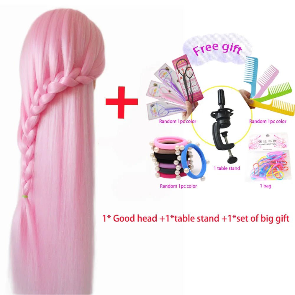 Storazone with stand 7 / CHINA 100% High Temperature Fiber Blonde Hair Mannequin Head Training Head For Braid Hairdressing Manikin Doll Head With Clamp