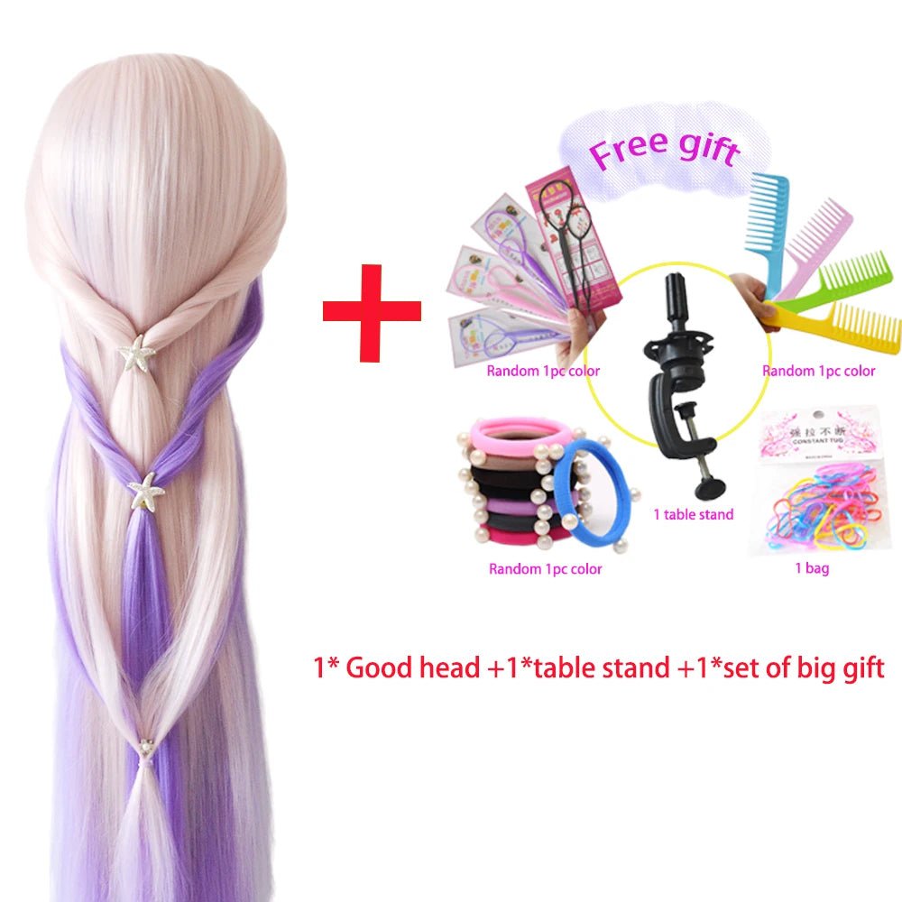 Storazone with stand 9 / CHINA 100% High Temperature Fiber Blonde Hair Mannequin Head Training Head For Braid Hairdressing Manikin Doll Head With Clamp