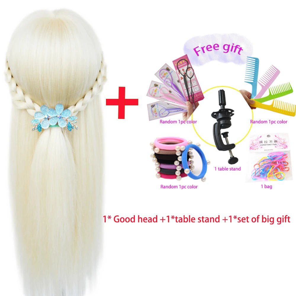 Storazone with stand / CHINA 100% High Temperature Fiber Blonde Hair Mannequin Head Training Head For Braid Hairdressing Manikin Doll Head With Clamp