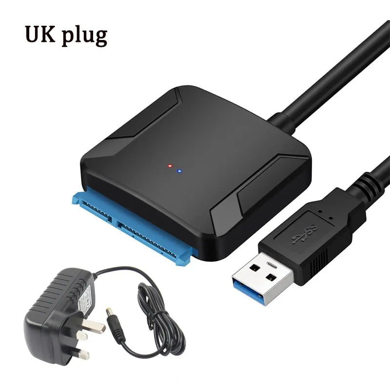 Storazone With UK Plug / 40cm USB 3.0 To Sata 3 Adapter Converter Cable USB3.0 Hard Drive Converter Cable For Samsung Seagate WD 2.5 3.5 HDD SSD Adapter