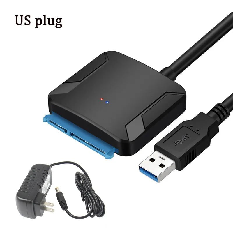 Storazone With US Plug / 40cm USB 3.0 To Sata 3 Adapter Converter Cable USB3.0 Hard Drive Converter Cable For Samsung Seagate WD 2.5 3.5 HDD SSD Adapter