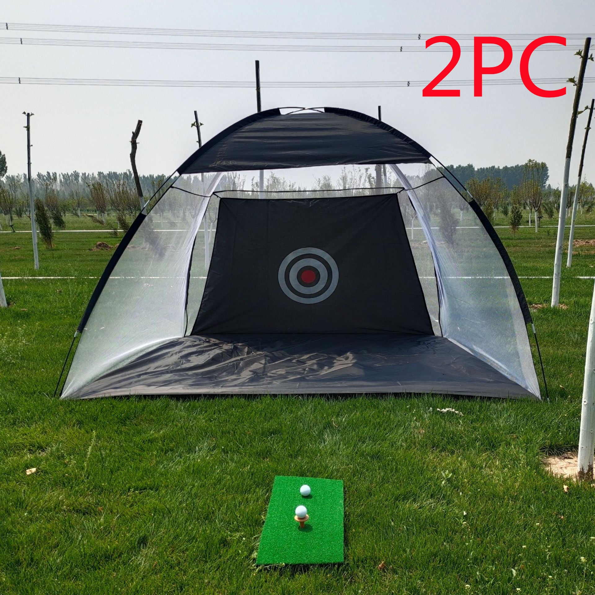 STORAZONE Woman fashion and Outdoor 2PC Black 180x200cm Golf Practice Net Tent Golf Hitting Cage Garden Grassland Practice Tent Golf Training Equipment Mesh Outdoor