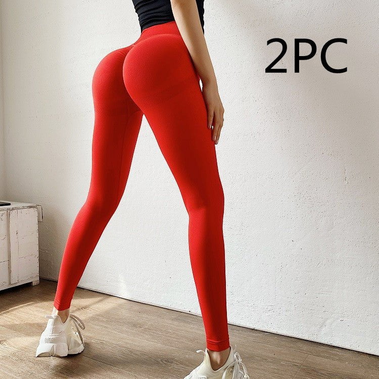 STORAZONE Woman fashion and Outdoor 2PC Red / L Fitness Yoga Pants Butt Lifting Leggings Push-Up Leggins Sport Gym