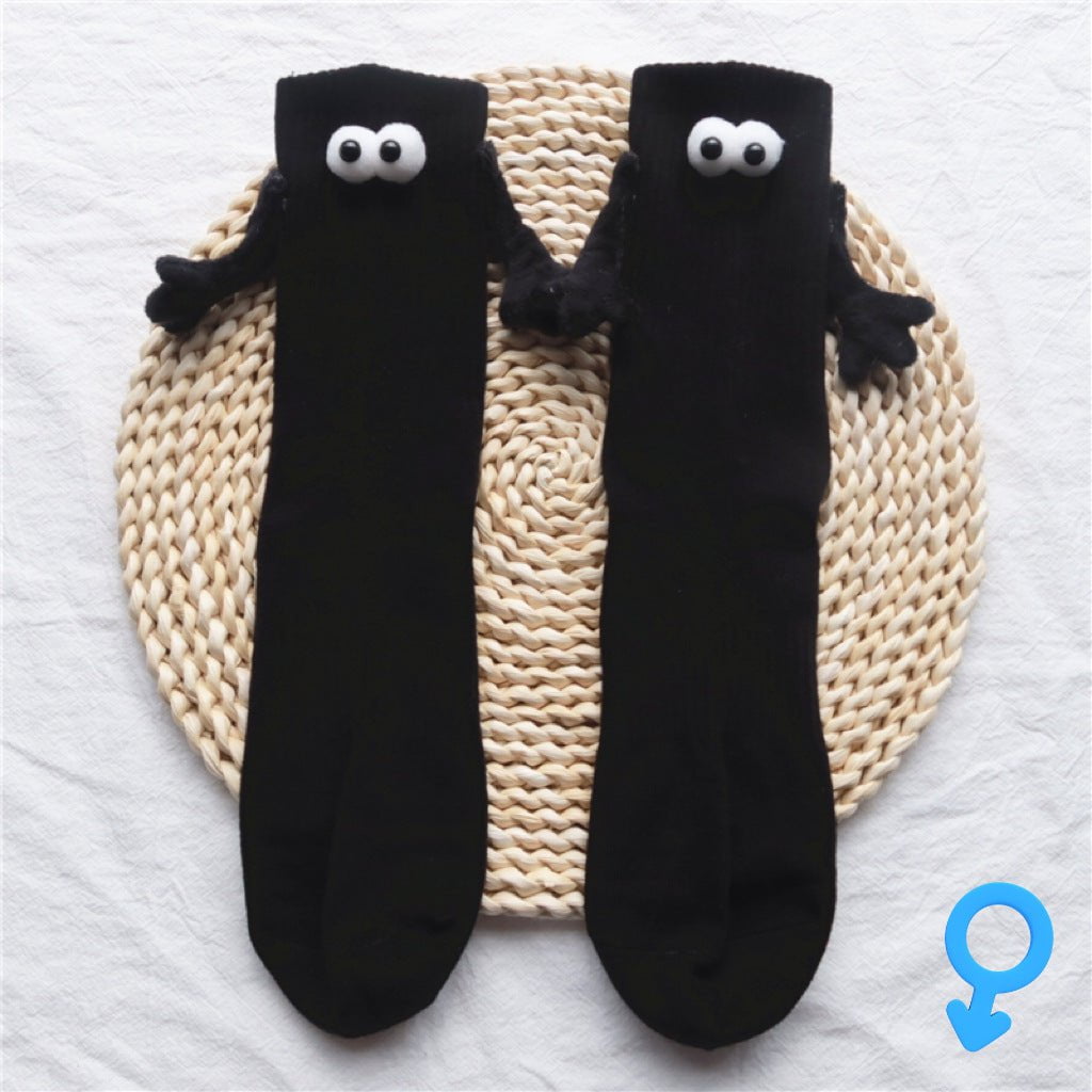 STORAZONE Woman fashion and Outdoor 3D Eyes Black / One size Magnetic Suction Hand In Hand Couple Socks Cartoon Lovely Breathable Comfortable Socks For Women Holding Hands Sock