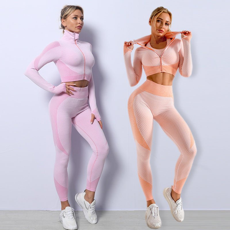 STORAZONE Woman fashion and Outdoor 3PCS Yoga Set Seamless Sport Set Women Gym Clothing Leggings Women Crop Top Sports Bra Women Fitness Gym Set Womens Outfits Tracksuit