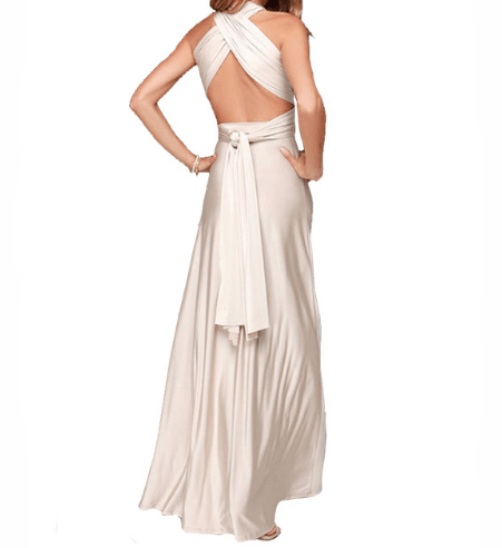 STORAZONE Woman fashion and Outdoor Beige / L Women Bandage Convertible Boho Maxi Dress