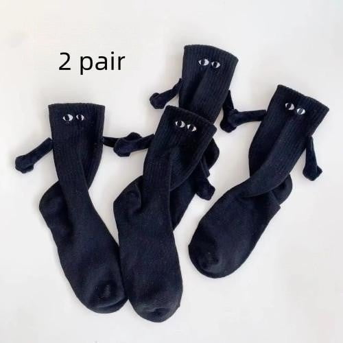 STORAZONE Woman fashion and Outdoor Black 2pc / One size Magnetic Suction Hand In Hand Couple Socks Cartoon Lovely Breathable Comfortable Socks For Women Holding Hands Sock