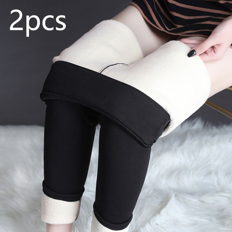 STORAZONE Woman fashion and Outdoor Black 2pcs / 3XL Winter Leggings Warm Thick High Stretch Lamb Cashmere Leggins Skinny Fitness Woman Pants