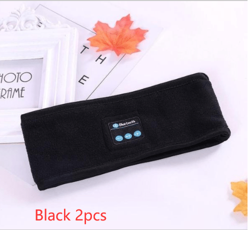 STORAZONE Woman fashion and Outdoor Black 2pcs Wireless Bluetooth Headband Outdoor Fitness Yoga Headband