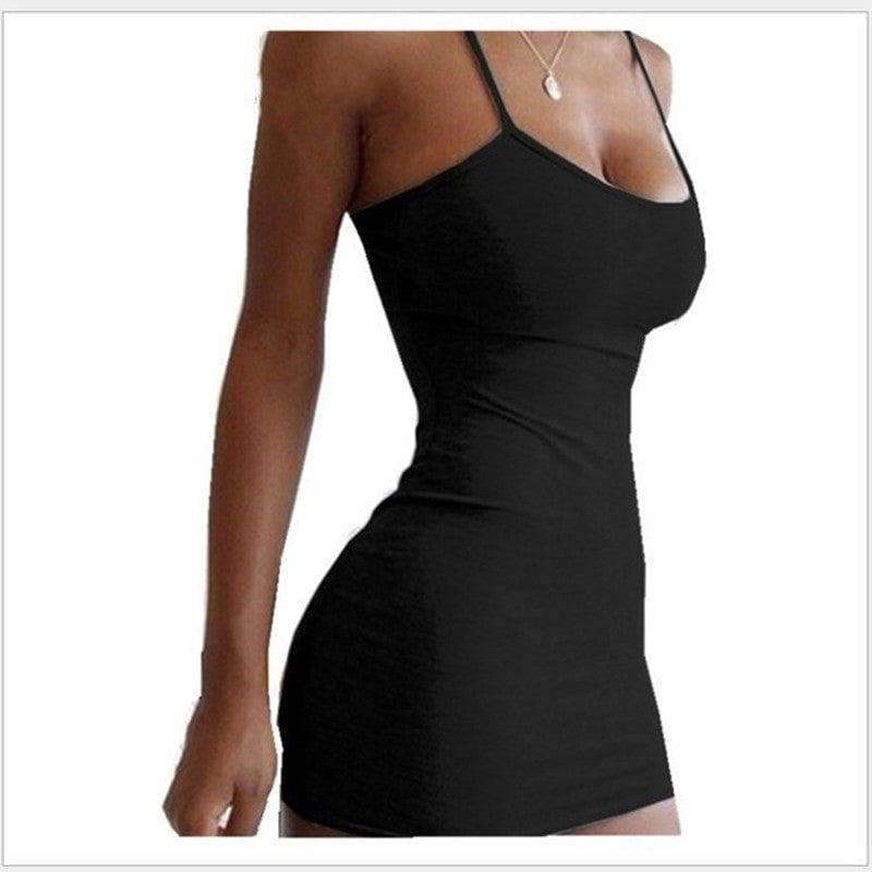 STORAZONE Woman fashion and Outdoor Black / 2XL Pure Color Simple Hanging Neck Tight-fitting Hip Skirt