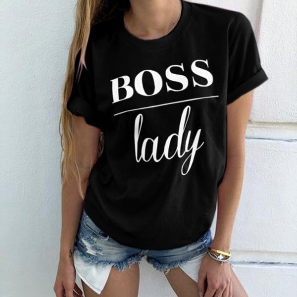 STORAZONE Woman fashion and Outdoor Black / 4XL Summer Fashion Women Casual Letter Printed T-shirt Tops Lady Tee Printed Short Sleeve Tops