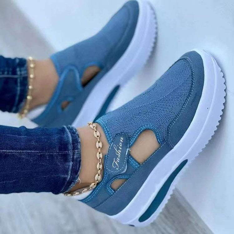 STORAZONE Woman fashion and Outdoor Blue / 37size Women's Sneakers Summer New Ladies Casual Low Wedge Breathable Non-Slip Comfort Feamle Sport Shoes Mesh Shoes Fashion Style