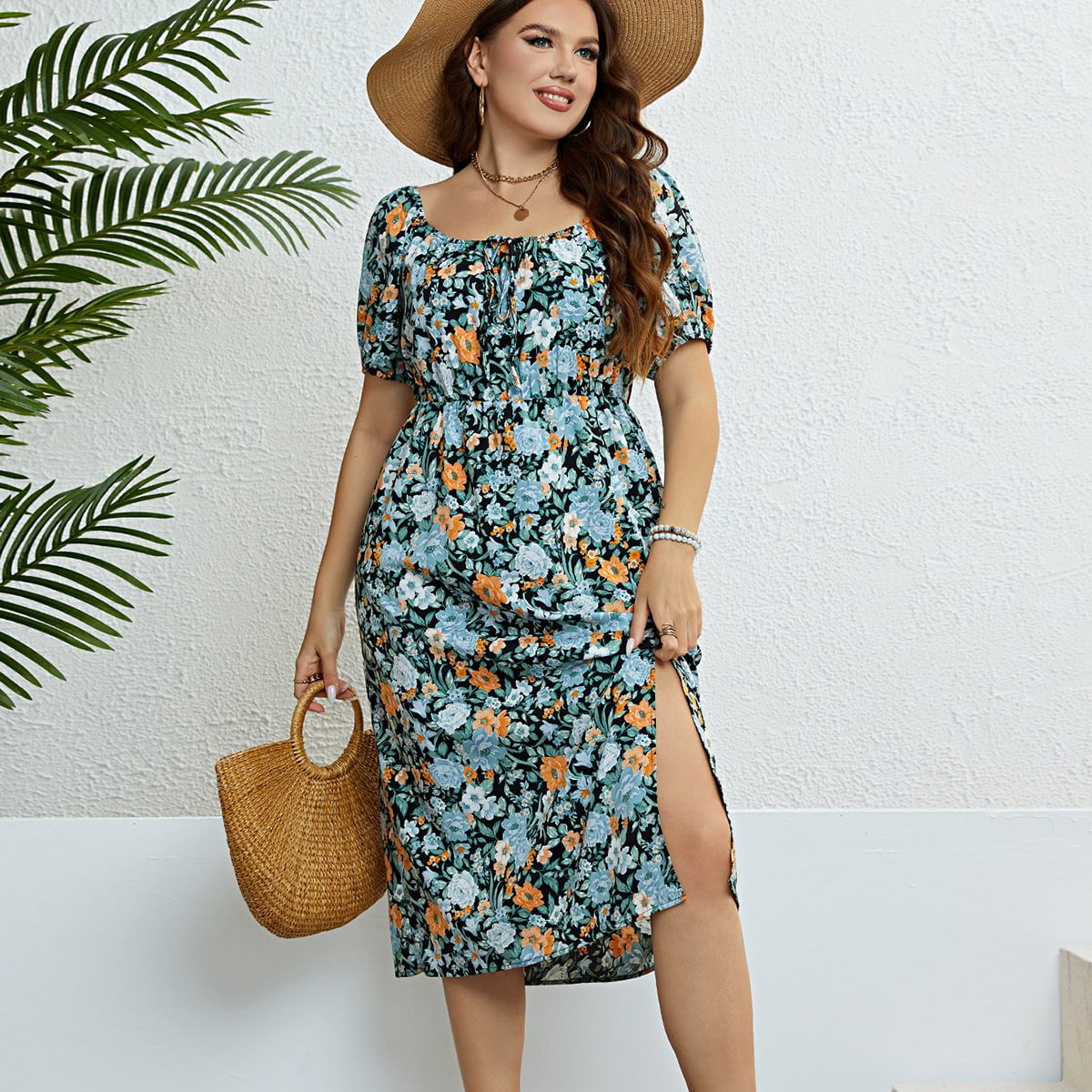 STORAZONE Woman fashion and Outdoor Color / 2XL Women's Off-shoulder Slit Waist Trimming Fashion Dress