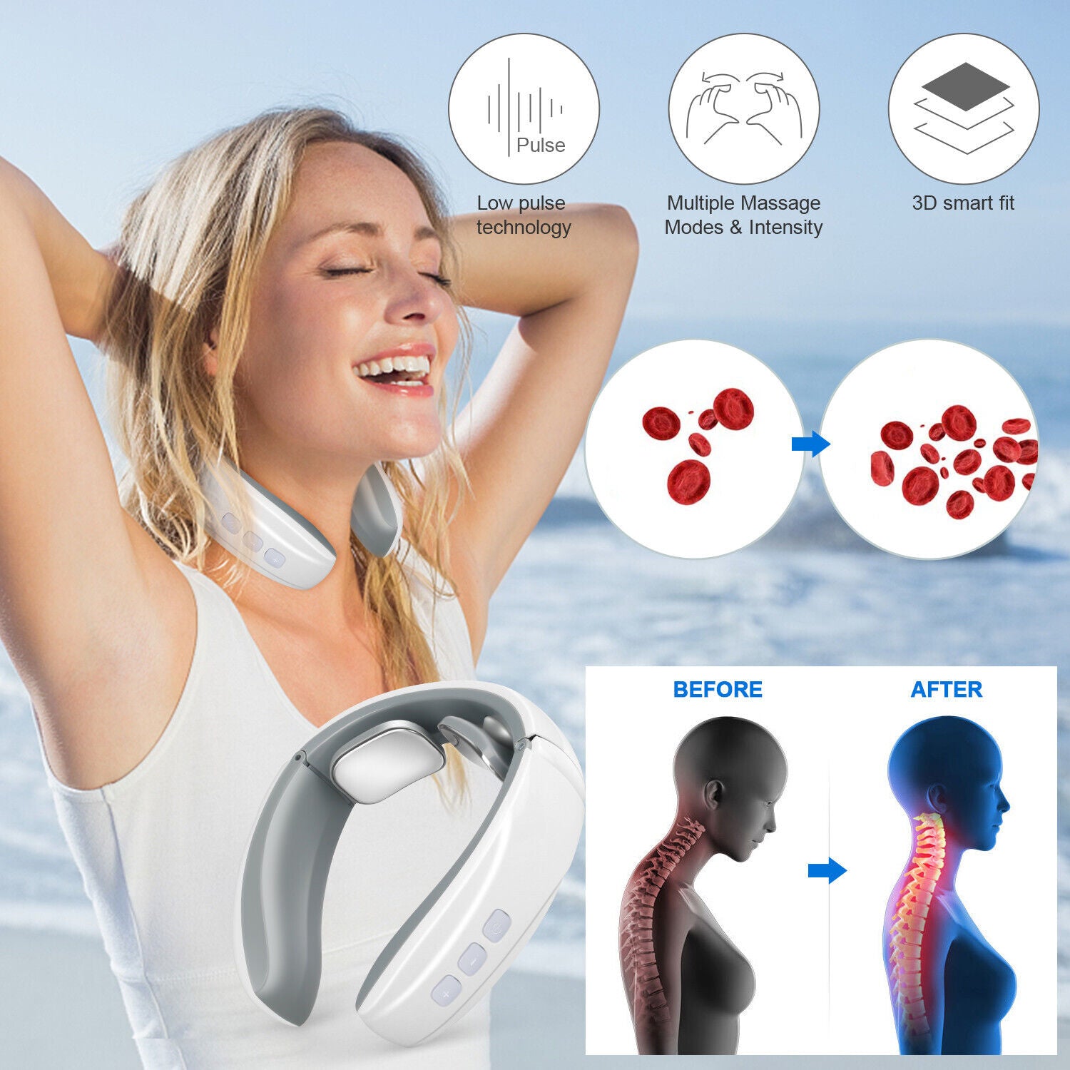 STORAZONE Woman fashion and Outdoor default Electric Cervical Neck Pulse Massager Body Shoulder Muscle Relax Relieve Pain